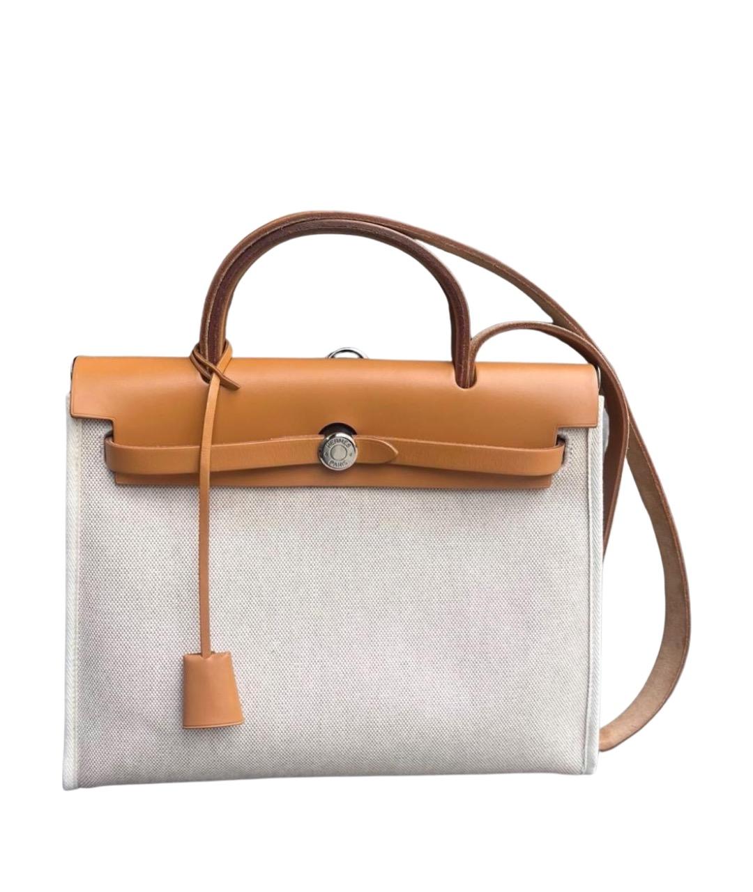 HERMES Бежевая тканевая сумка через плечо, фото 1