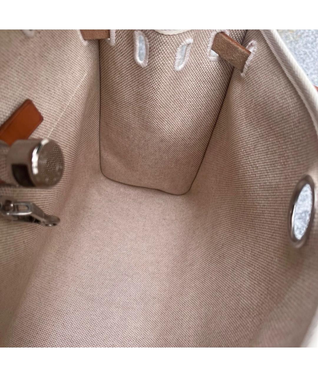 HERMES Бежевая тканевая сумка через плечо, фото 3