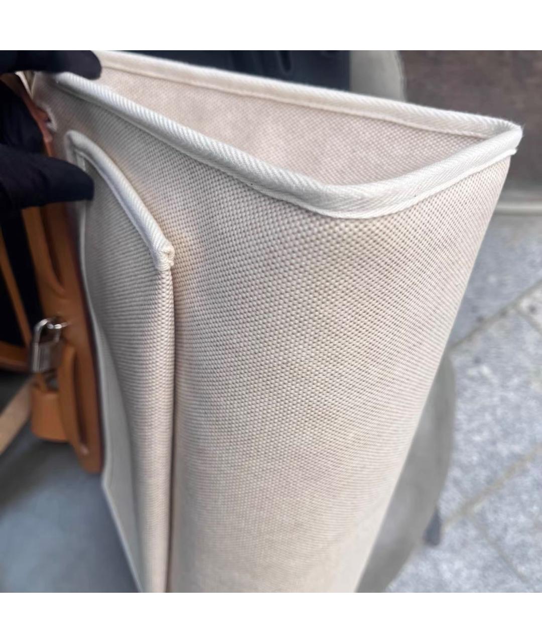 HERMES Бежевая тканевая сумка через плечо, фото 8