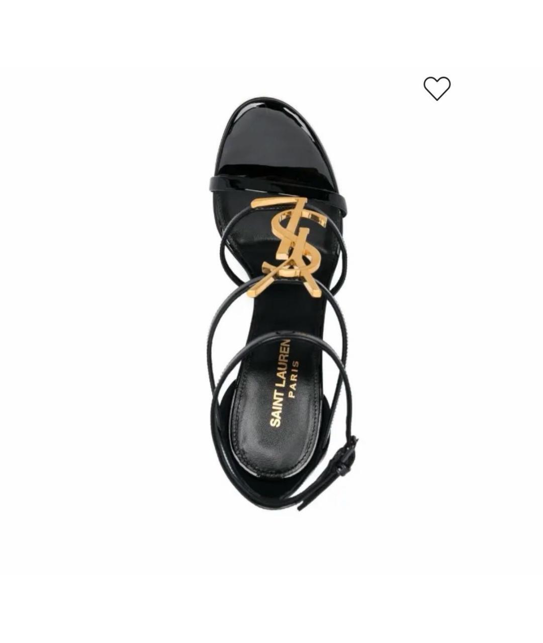 SAINT LAURENT Черные босоножки из лакированной кожи, фото 7