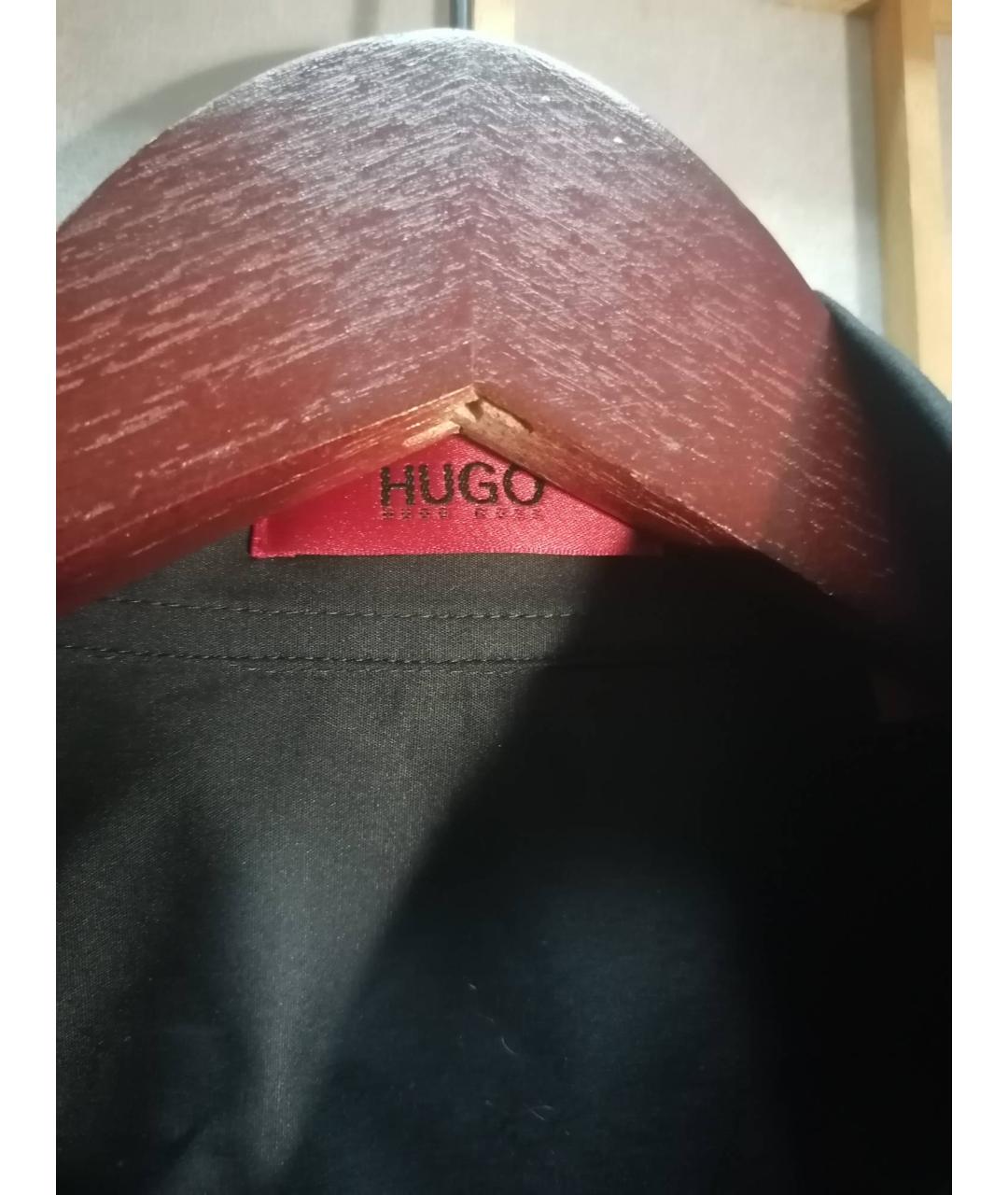 HUGO Черная хлопко-эластановая рубашка, фото 3