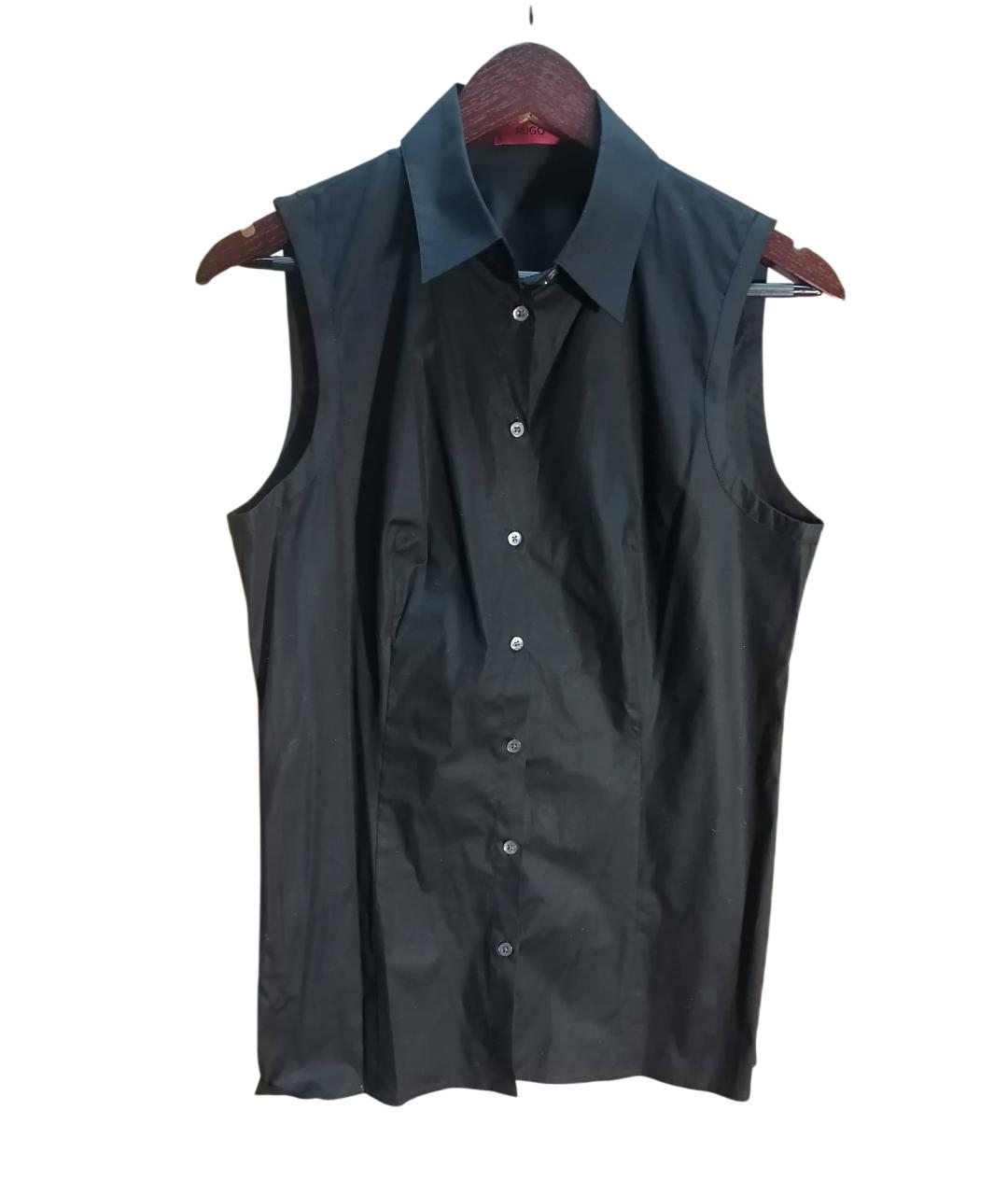 HUGO Черная хлопко-эластановая рубашка, фото 6