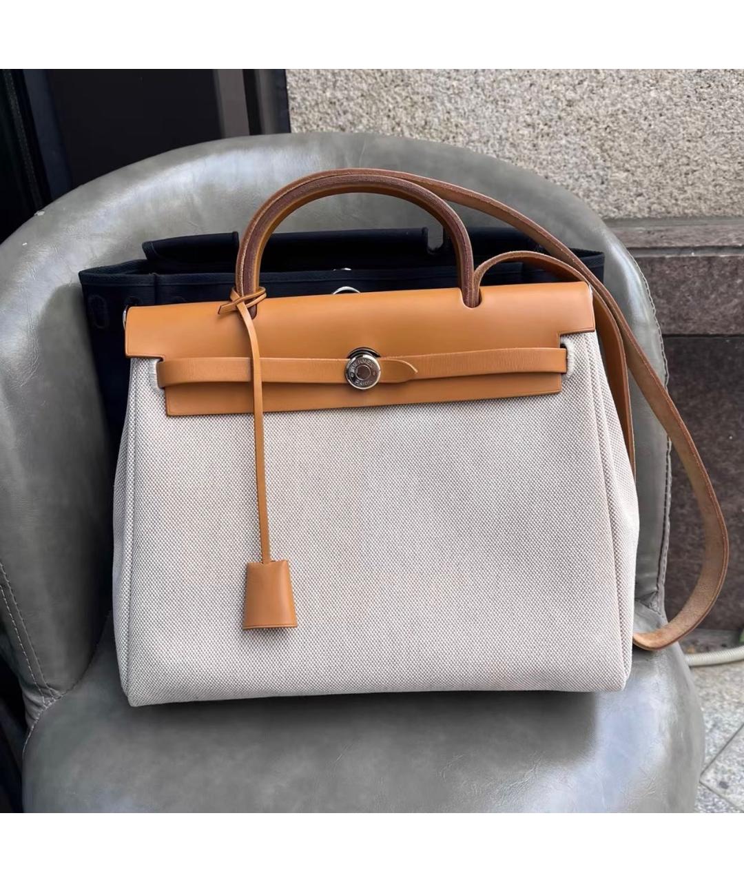 HERMES Бежевая тканевая сумка через плечо, фото 8