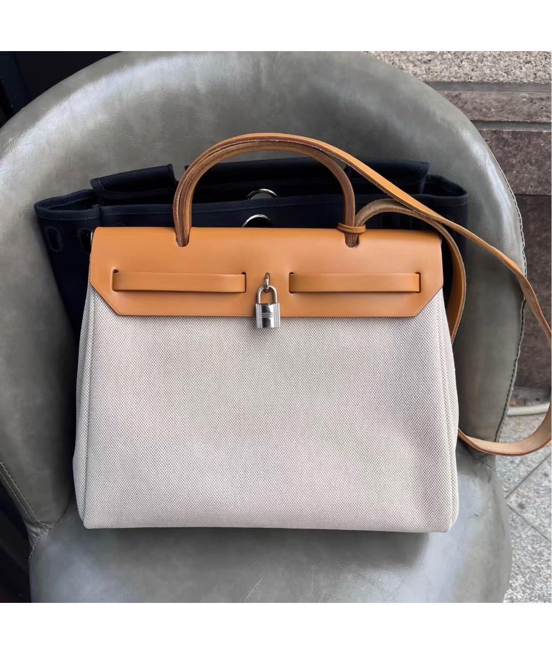 HERMES Бежевая тканевая сумка через плечо, фото 2