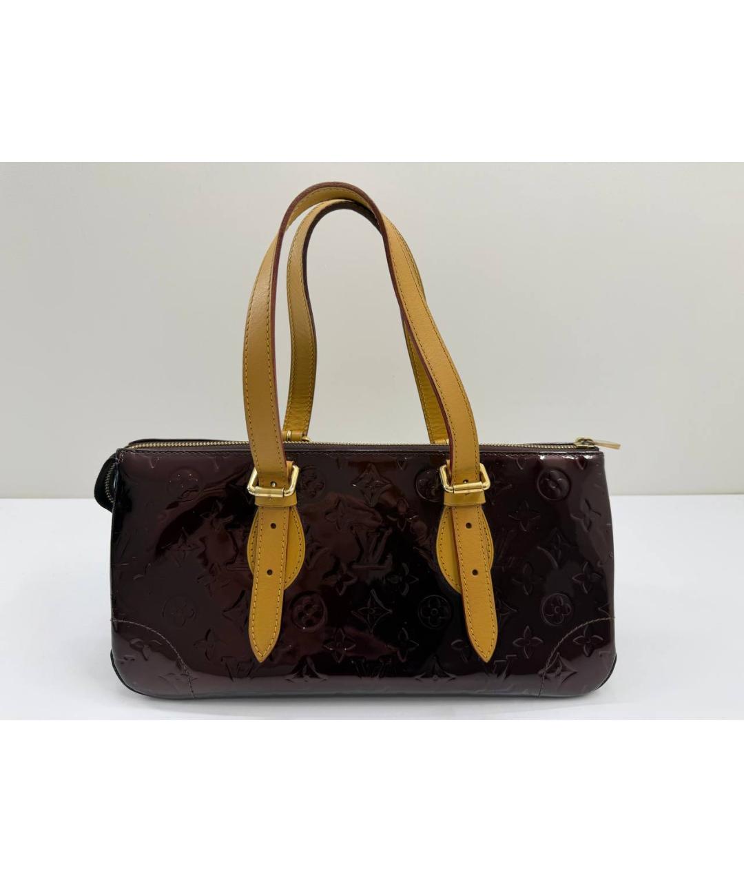 LOUIS VUITTON Бордовая сумка с короткими ручками из лакированной кожи, фото 2