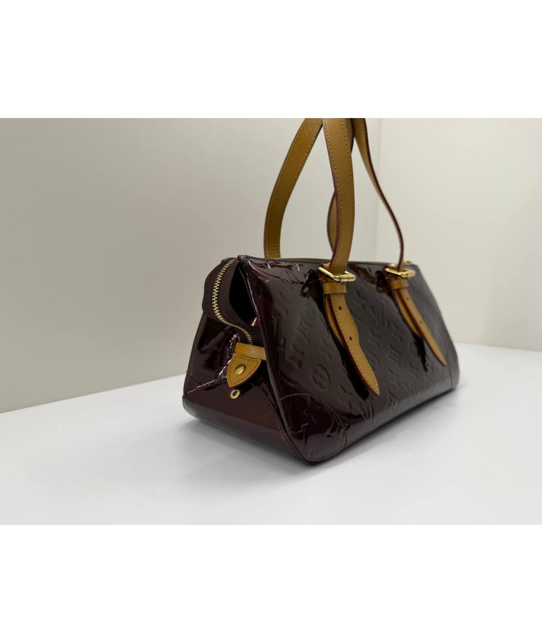 LOUIS VUITTON Бордовая сумка с короткими ручками из лакированной кожи, фото 3