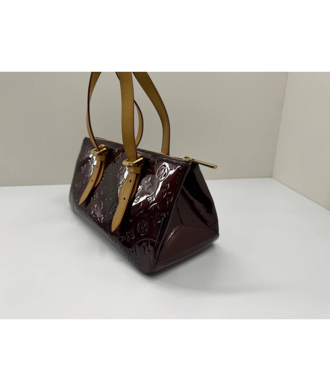 LOUIS VUITTON Бордовая сумка с короткими ручками из лакированной кожи, фото 4