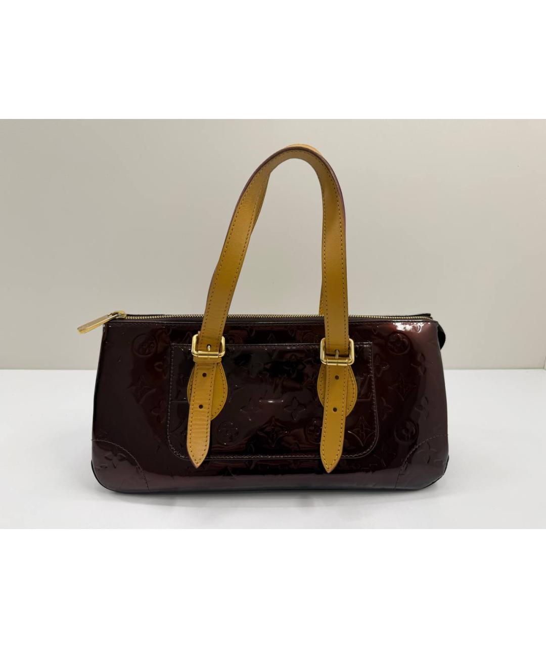 LOUIS VUITTON Бордовая сумка с короткими ручками из лакированной кожи, фото 5