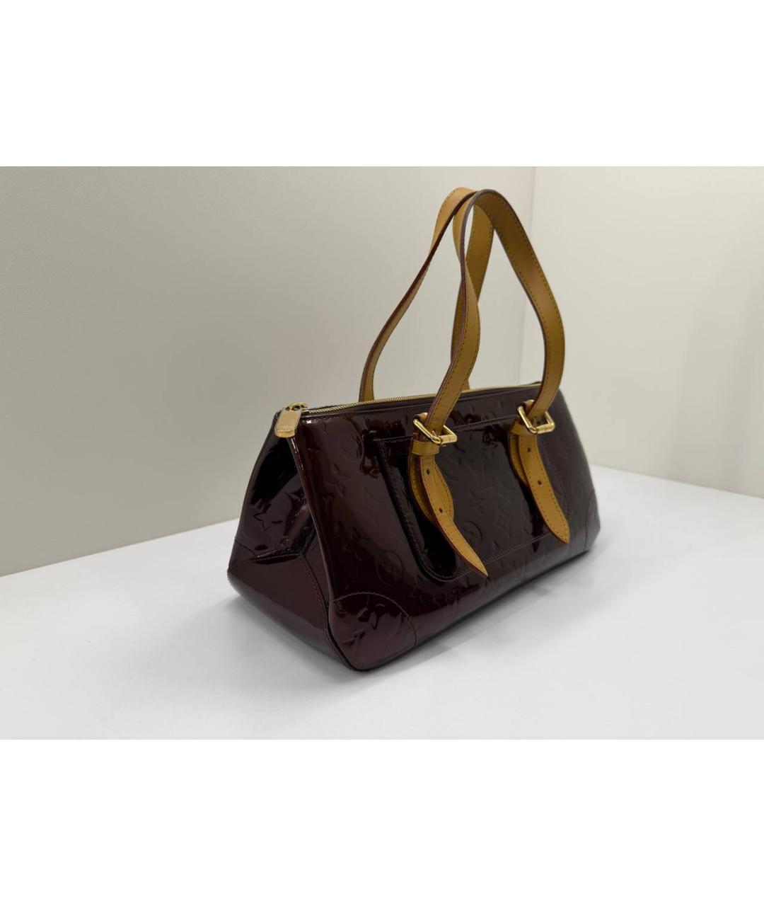 LOUIS VUITTON Бордовая сумка с короткими ручками из лакированной кожи, фото 6