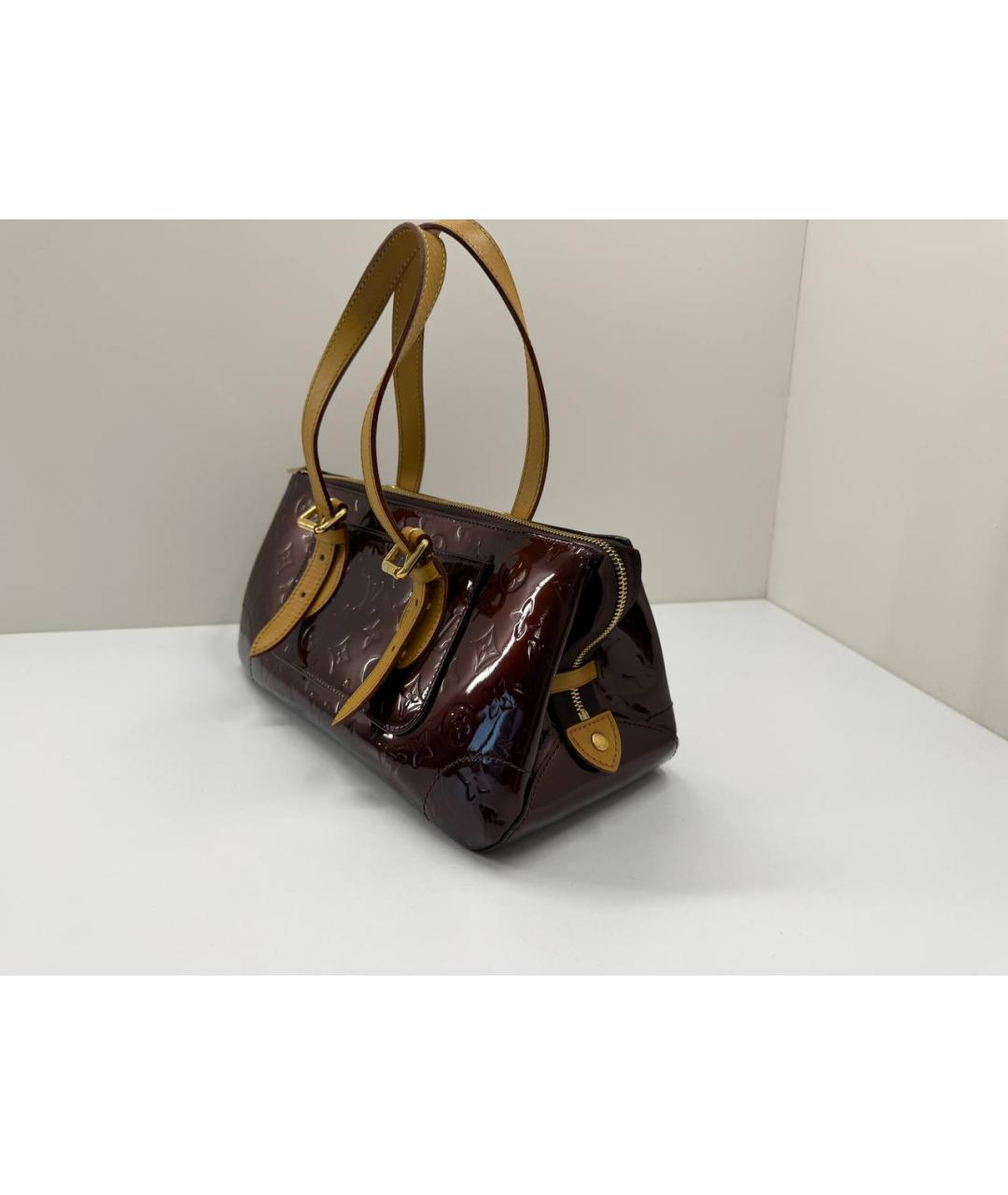 LOUIS VUITTON Бордовая сумка с короткими ручками из лакированной кожи, фото 7