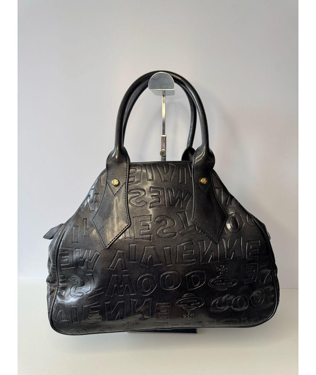 VIVIENNE WESTWOOD Черная кожаная сумка с короткими ручками, фото 2