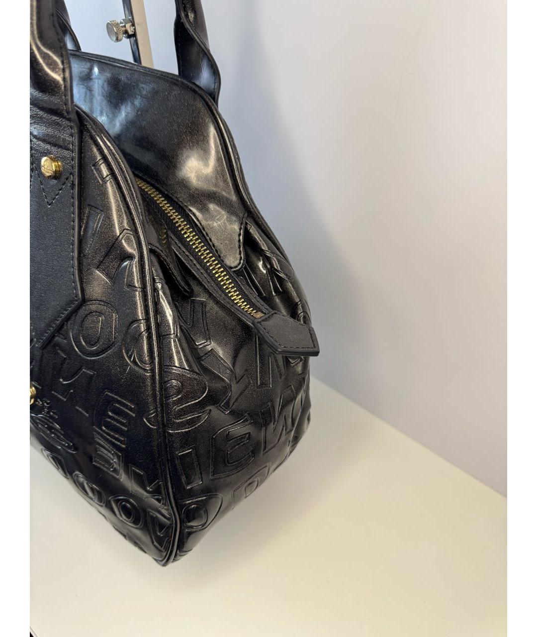 VIVIENNE WESTWOOD Черная кожаная сумка с короткими ручками, фото 8