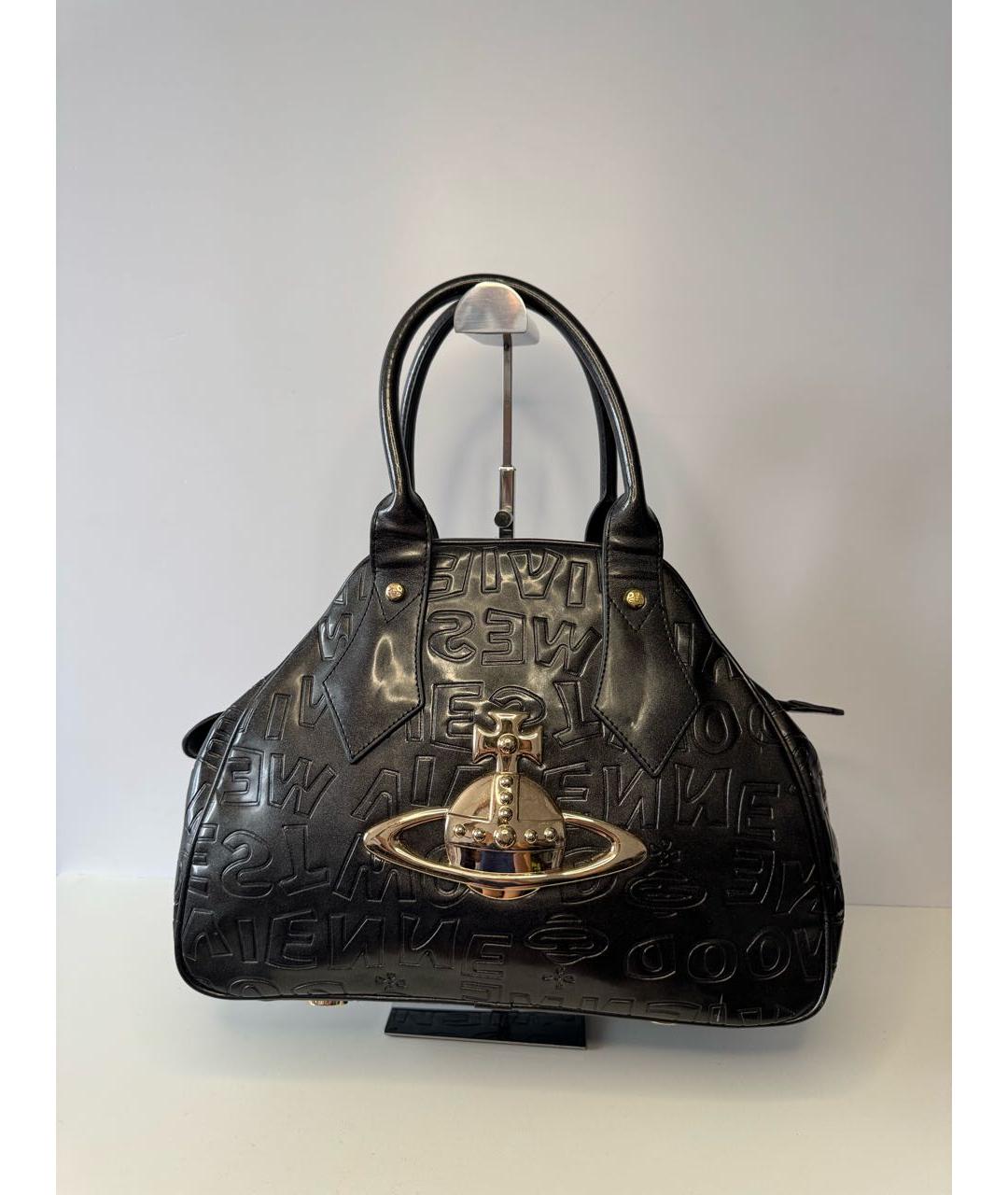 VIVIENNE WESTWOOD Черная кожаная сумка с короткими ручками, фото 9