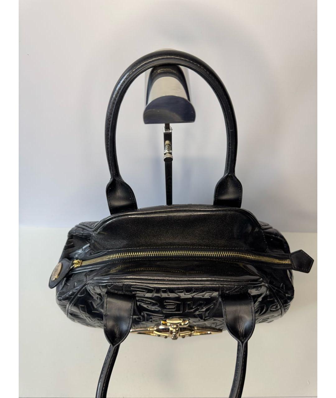 VIVIENNE WESTWOOD Черная кожаная сумка с короткими ручками, фото 3