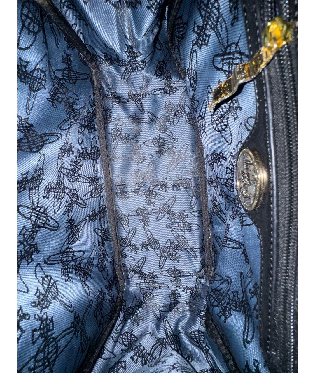 VIVIENNE WESTWOOD Черная кожаная сумка с короткими ручками, фото 4