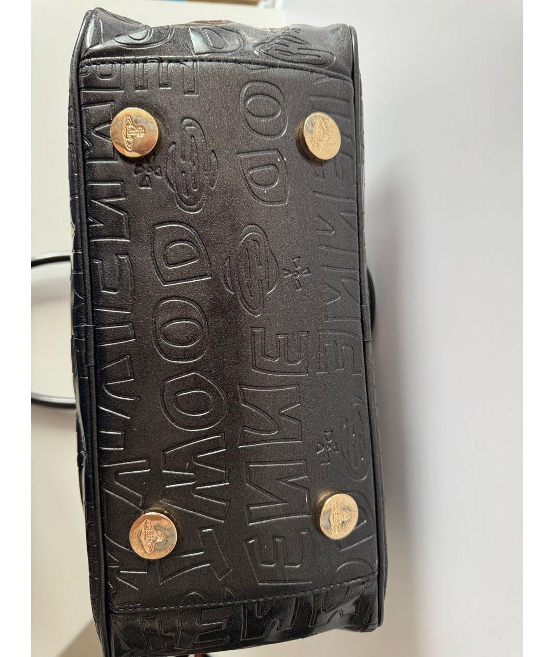 VIVIENNE WESTWOOD Черная кожаная сумка с короткими ручками, фото 5