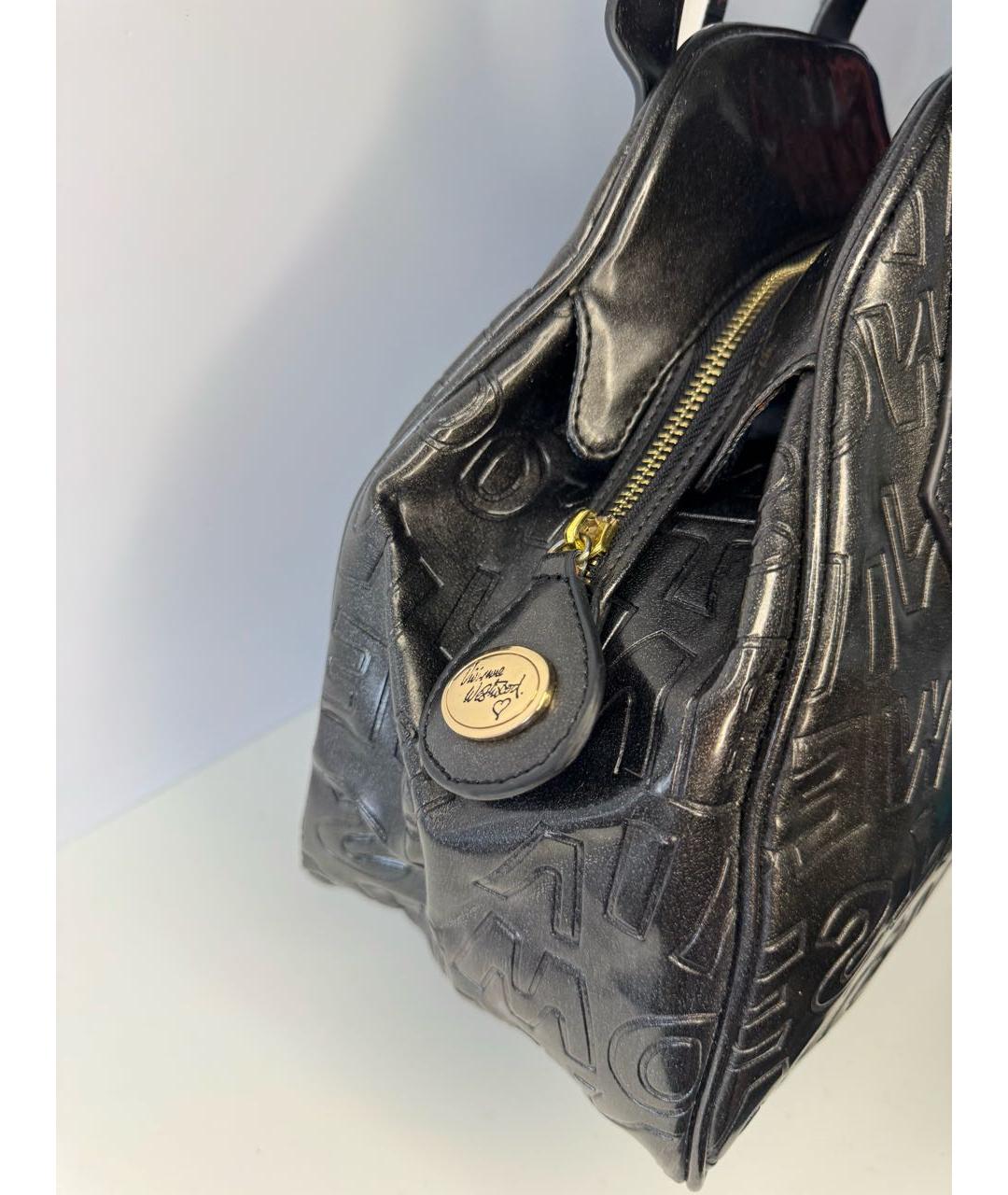 VIVIENNE WESTWOOD Черная кожаная сумка с короткими ручками, фото 7
