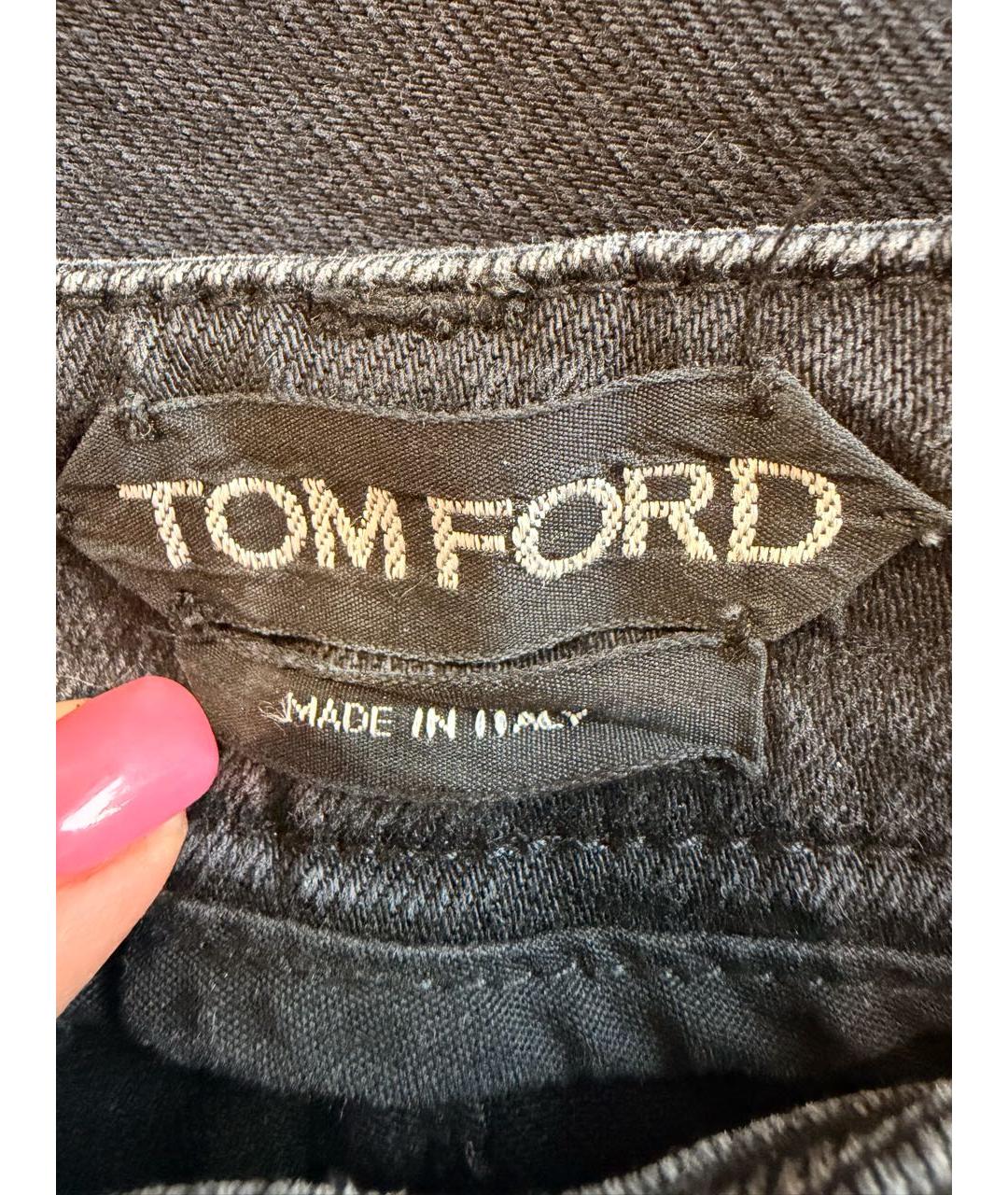 TOM FORD Черные хлопко-эластановые джинсы слим, фото 4