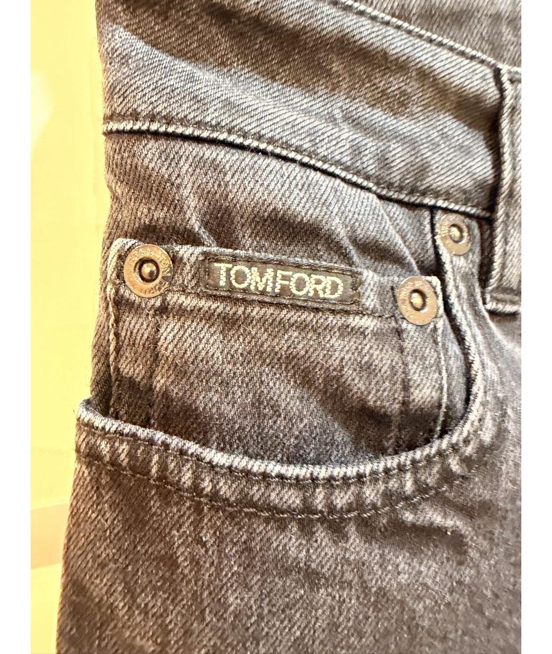 TOM FORD Черные хлопко-эластановые джинсы слим, фото 3