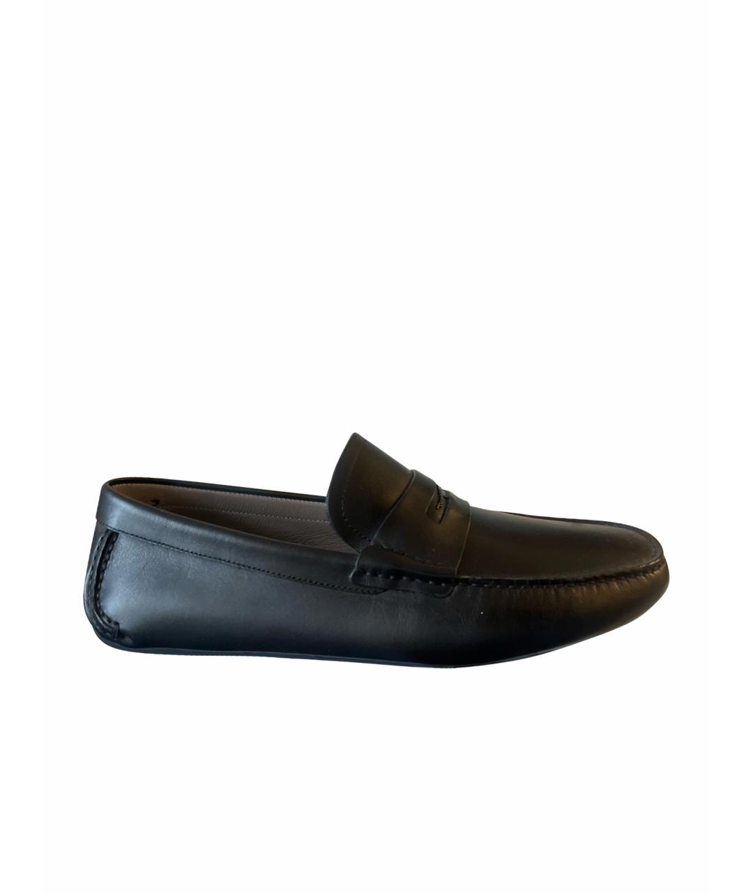 FERRAGAMO Черные кожаные мокасины, фото 1