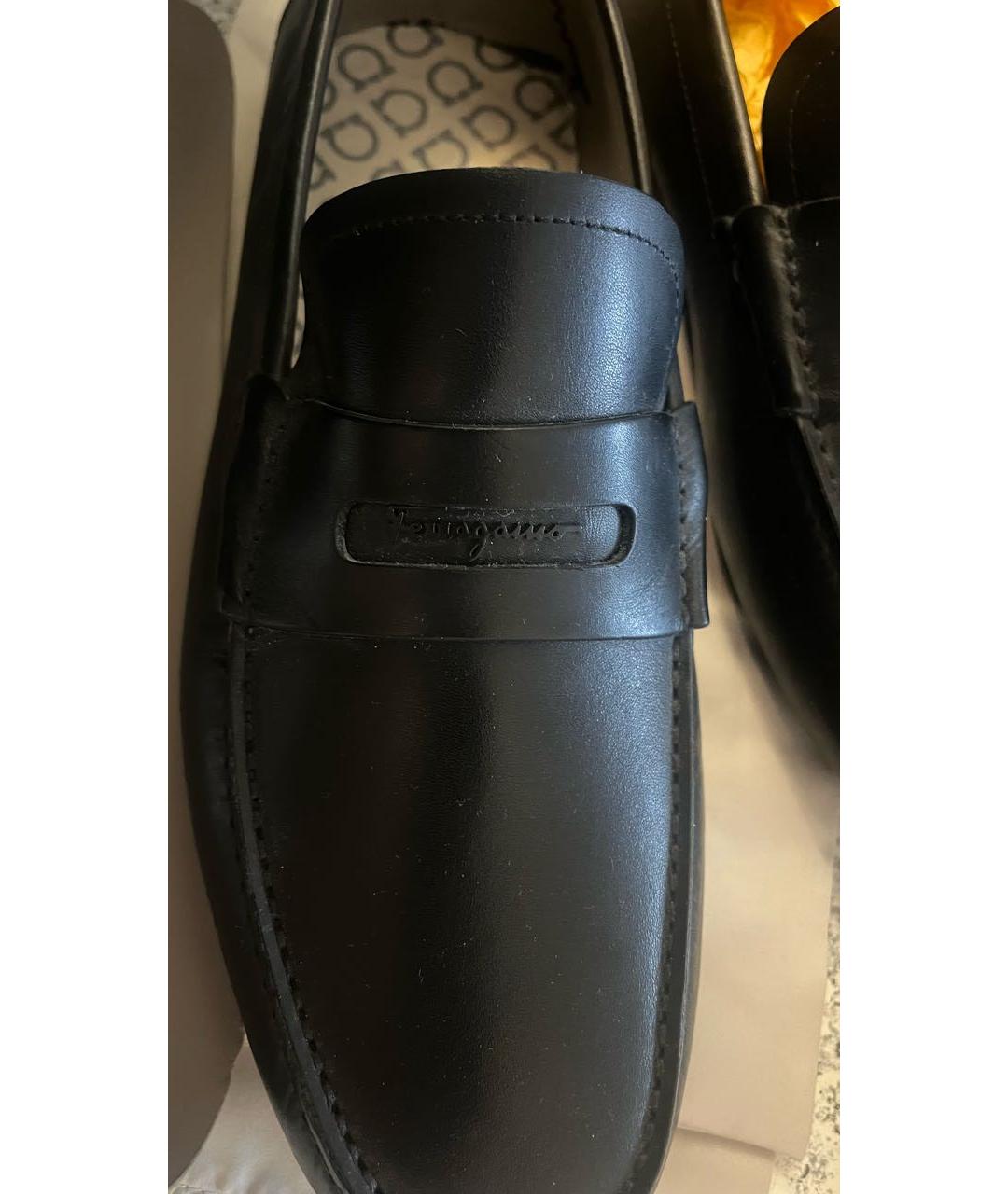 FERRAGAMO Черные кожаные мокасины, фото 5