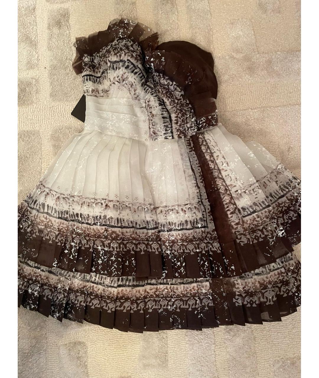 ERMANNO SCERVINO Коричневое шелковое коктейльное платье, фото 9