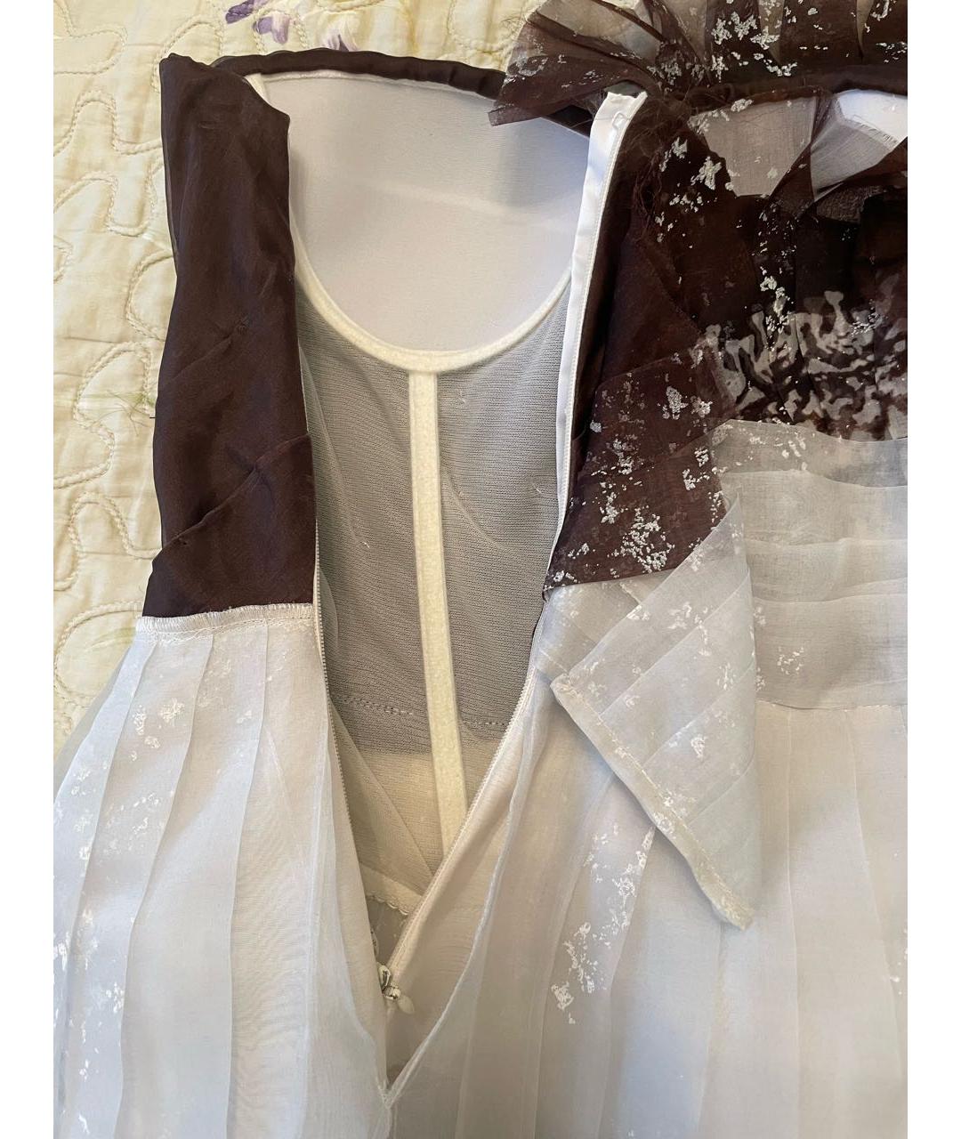 ERMANNO SCERVINO Коричневое шелковое коктейльное платье, фото 8