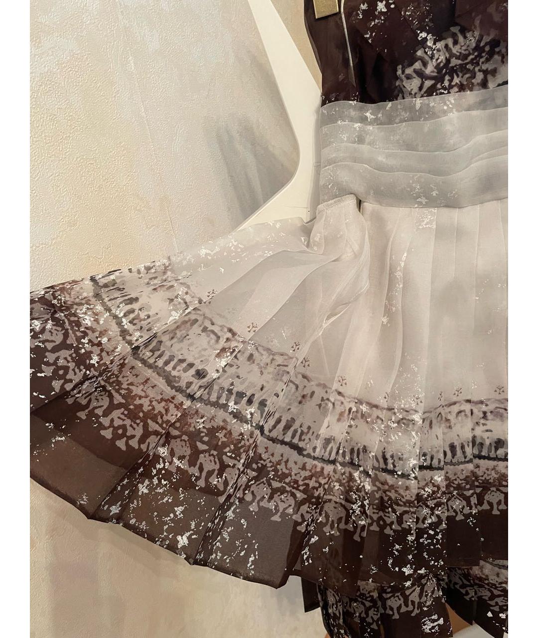 ERMANNO SCERVINO Коричневое шелковое коктейльное платье, фото 4