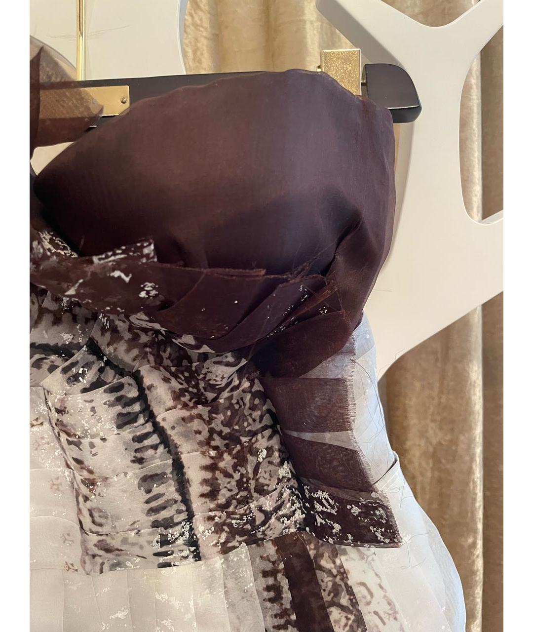 ERMANNO SCERVINO Коричневое шелковое коктейльное платье, фото 7