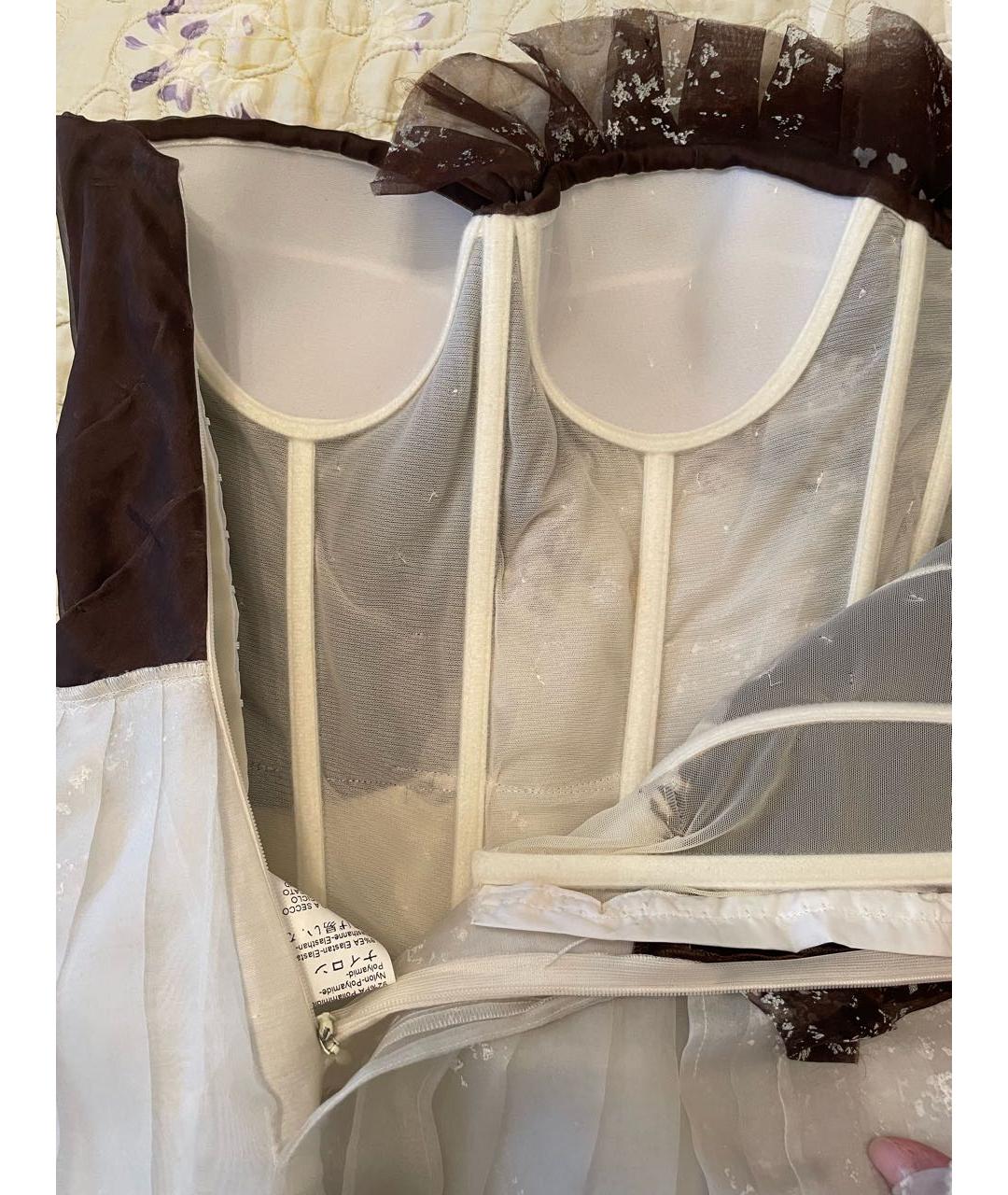 ERMANNO SCERVINO Коричневое шелковое коктейльное платье, фото 6