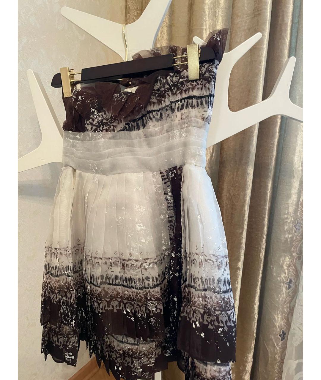 ERMANNO SCERVINO Коричневое шелковое коктейльное платье, фото 2