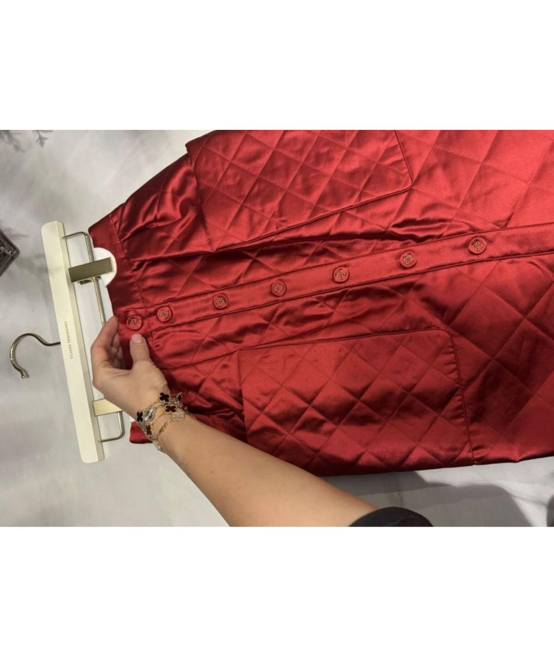 ULYANA SERGEENKO Красная шелковая юбка миди, фото 4
