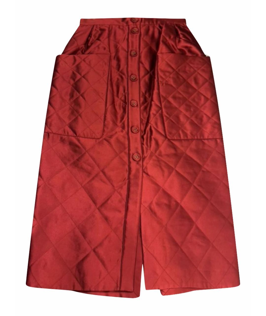 ULYANA SERGEENKO Красная шелковая юбка миди, фото 1