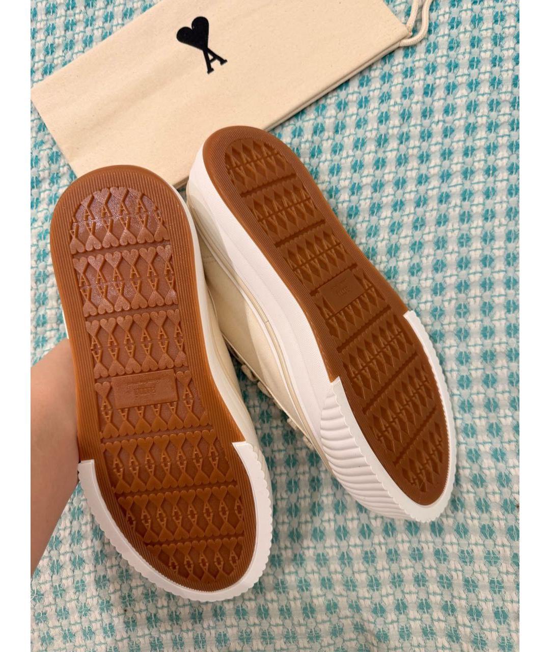 Ami Paris Бежевые текстильные кеды, фото 5