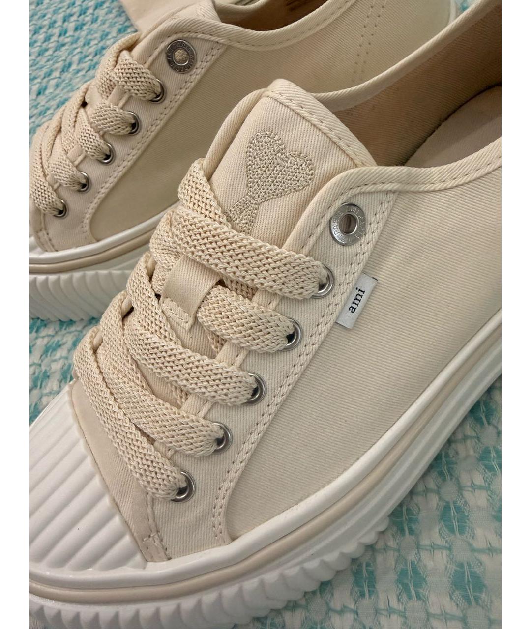 Ami Paris Бежевые текстильные кеды, фото 6