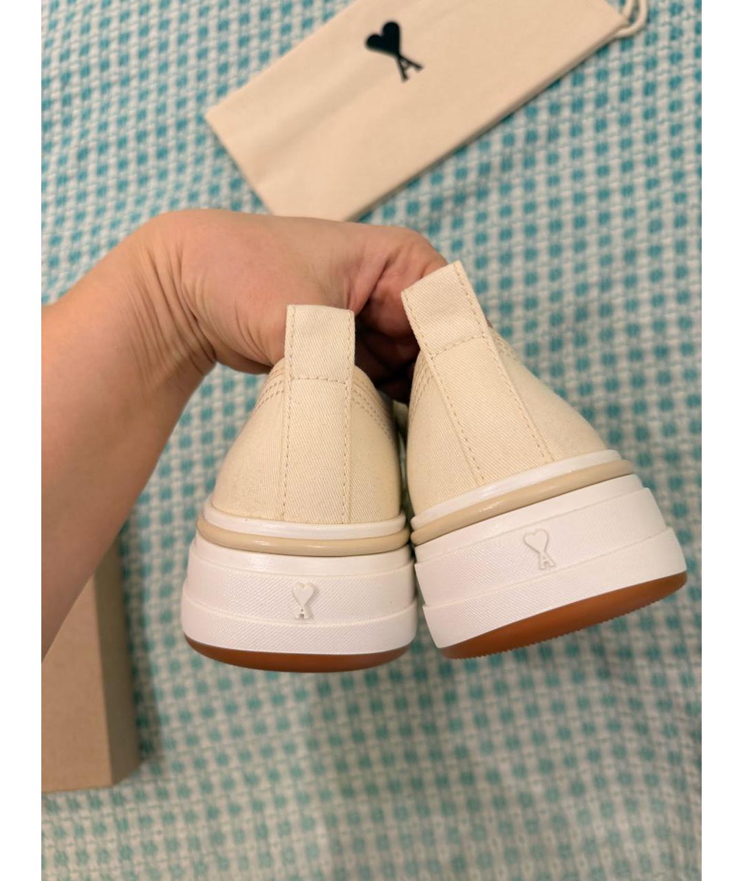 Ami Paris Бежевые текстильные кеды, фото 4