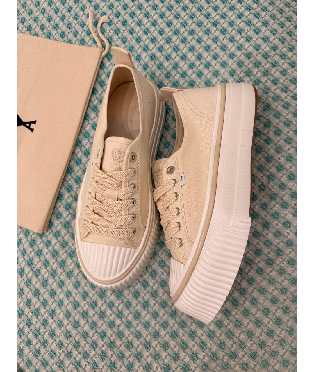 Ami Paris Бежевые текстильные кеды, фото 3