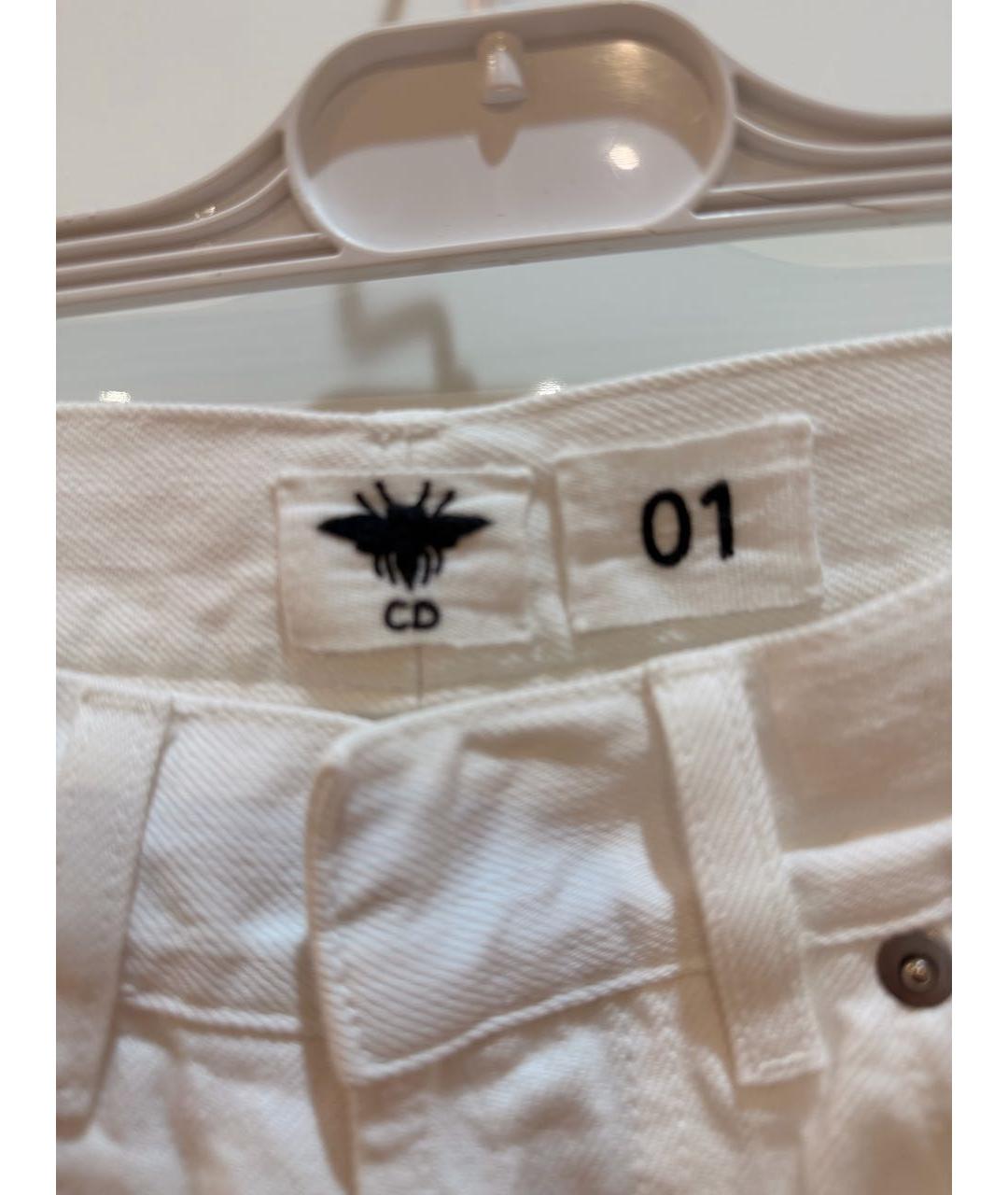 CHRISTIAN DIOR Белые хлопковые прямые джинсы, фото 3