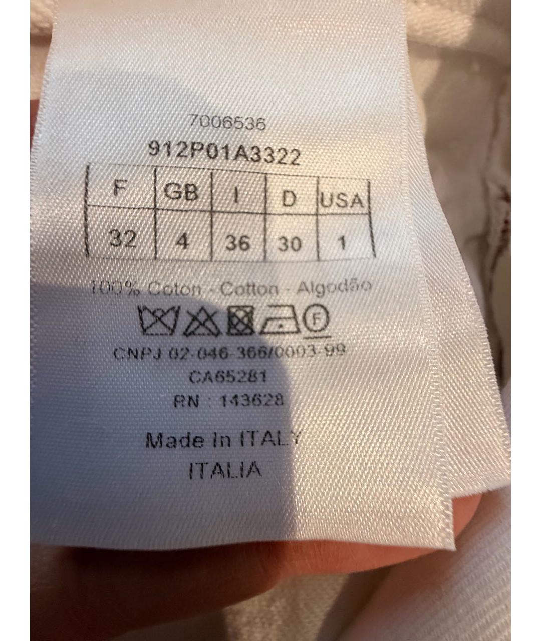 CHRISTIAN DIOR Белые хлопковые прямые джинсы, фото 5