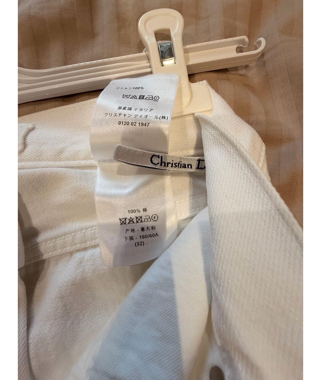 CHRISTIAN DIOR Белые хлопковые прямые джинсы, фото 6