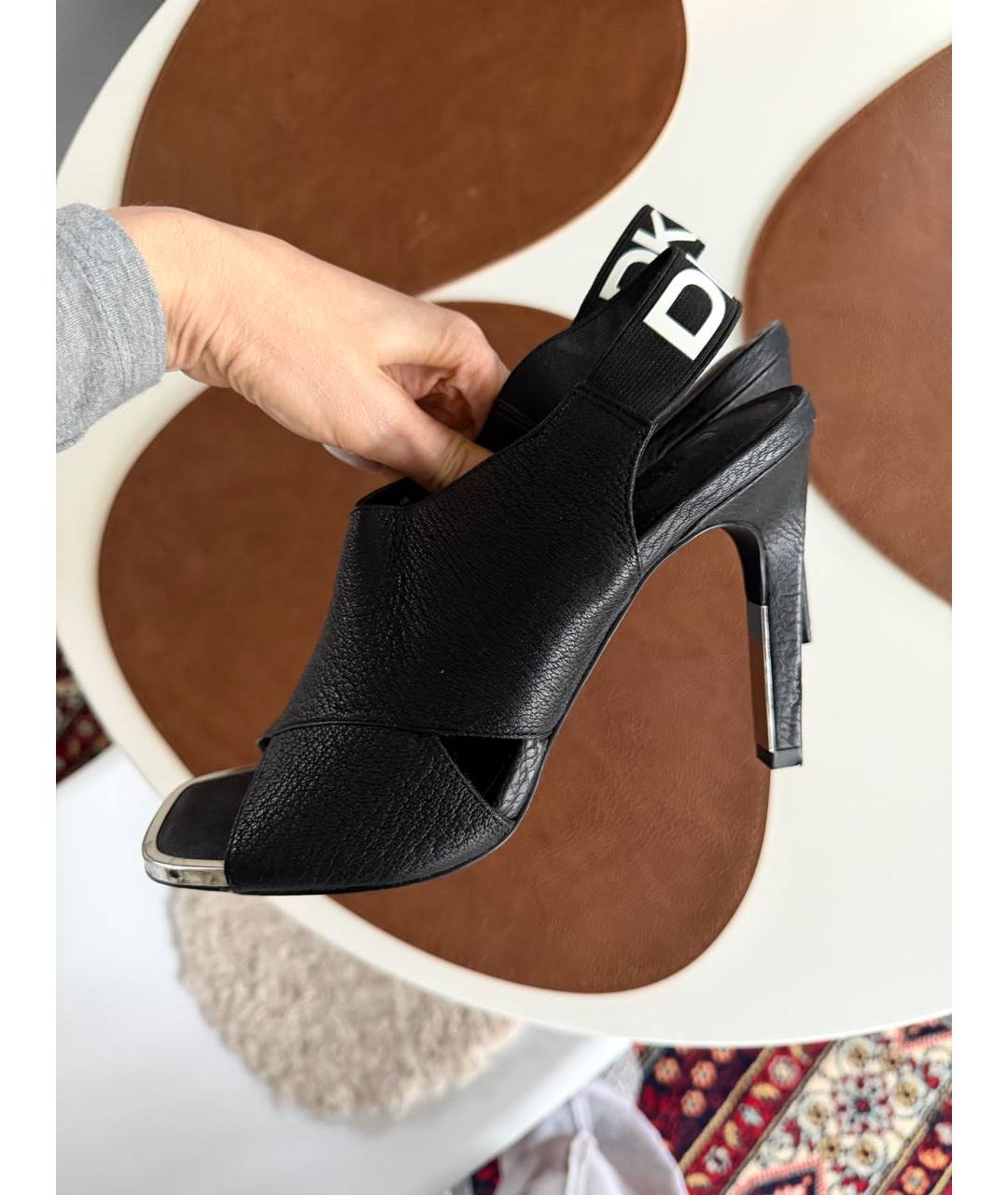 DKNY Черные кожаные босоножки, фото 7