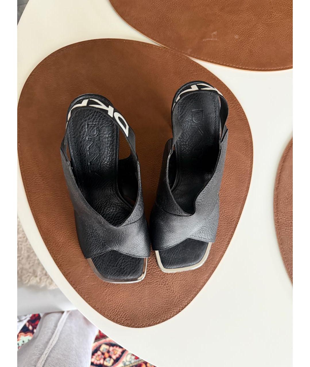 DKNY Черные кожаные босоножки, фото 3