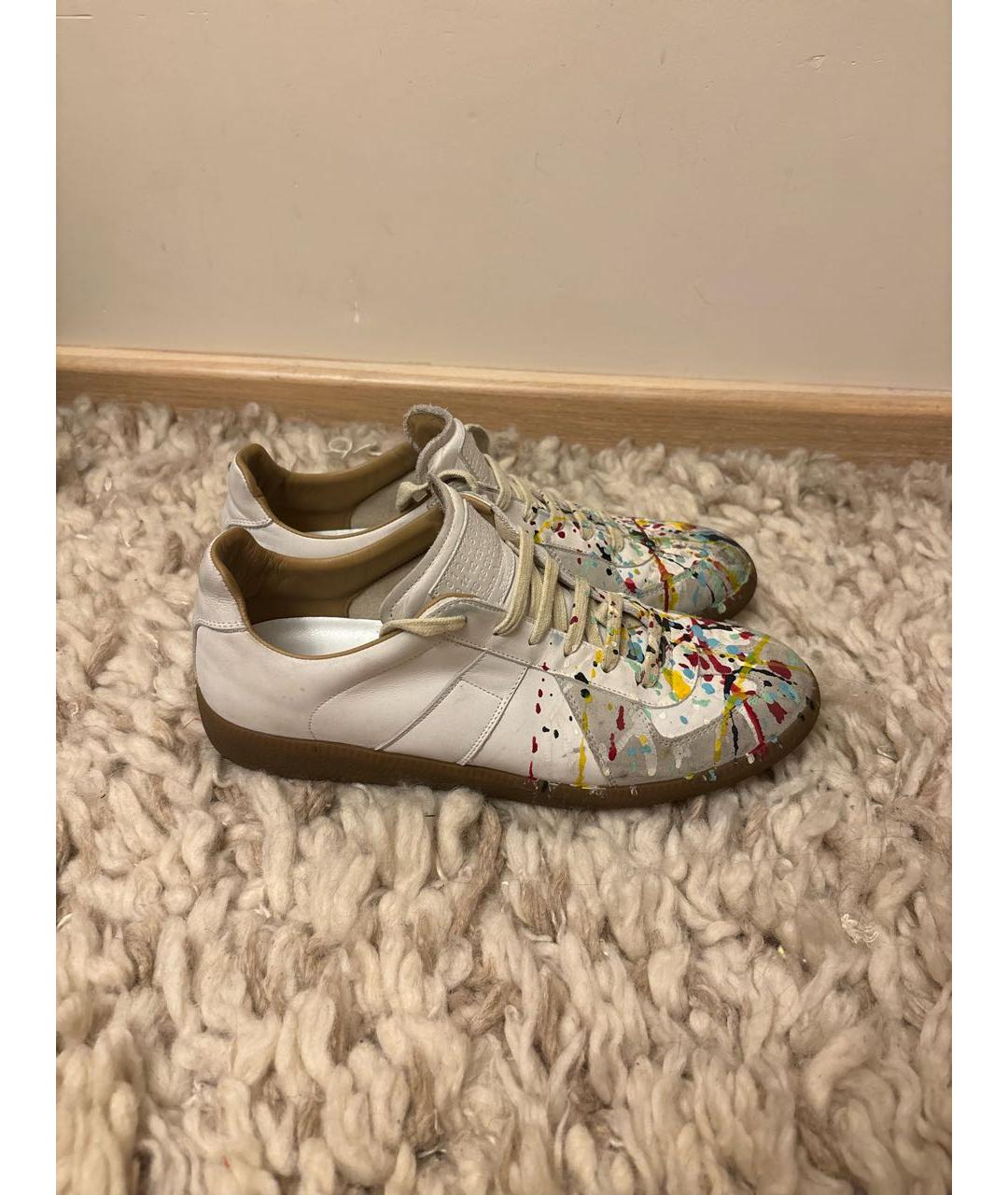 MAISON MARGIELA Белые кожаные низкие кроссовки / кеды, фото 6