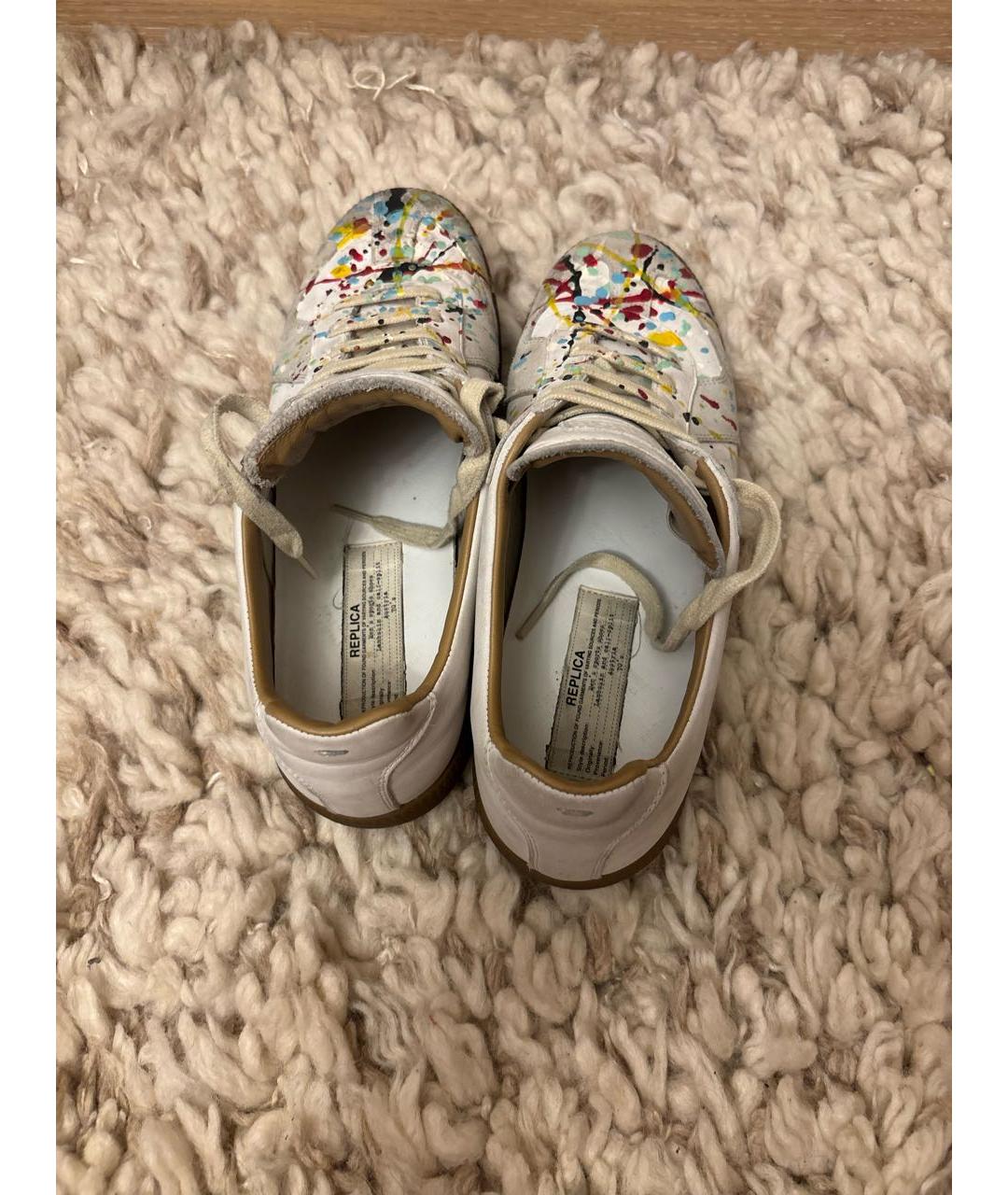 MAISON MARGIELA Белые кожаные низкие кроссовки / кеды, фото 3