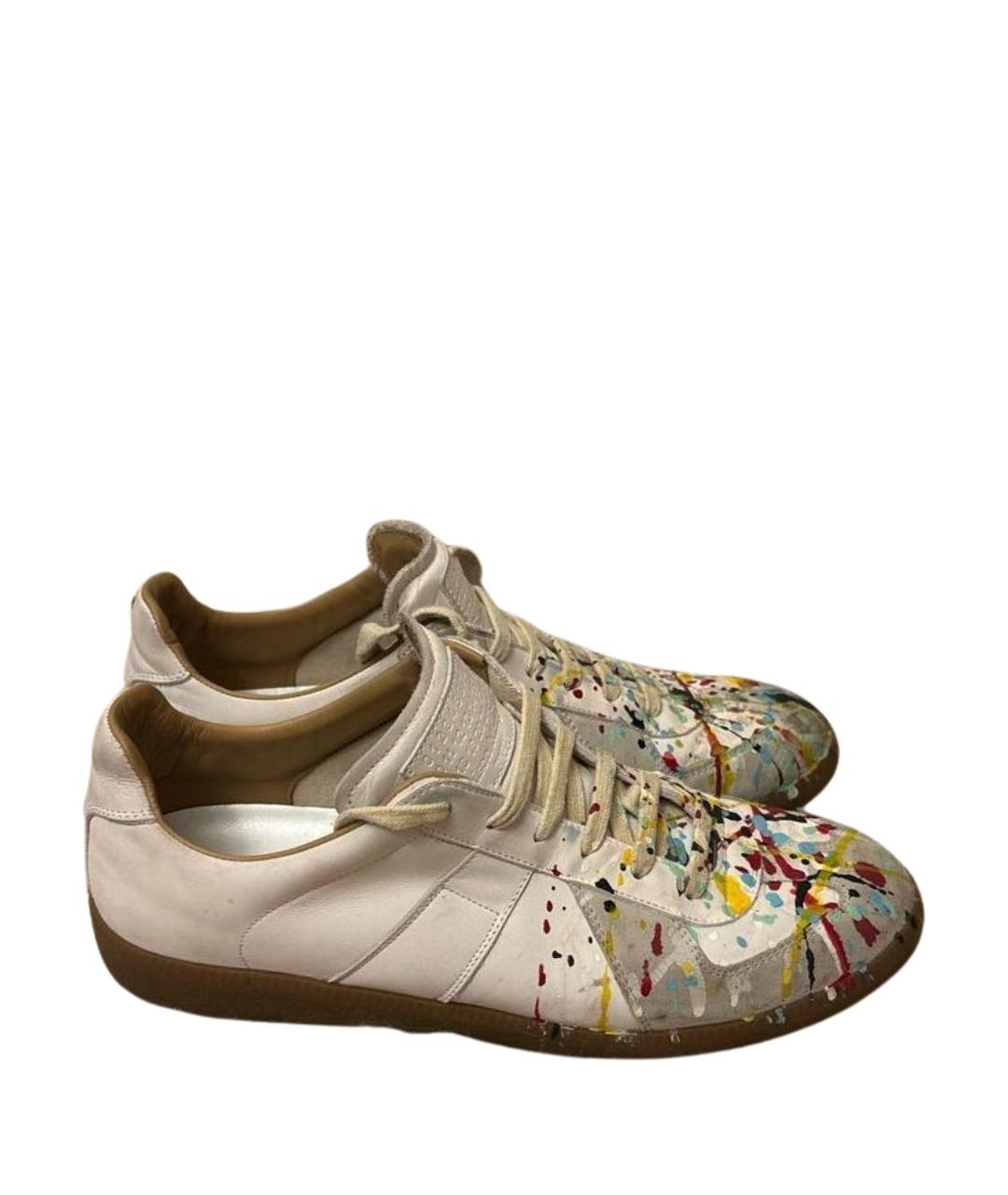 MAISON MARGIELA Белые кожаные низкие кроссовки / кеды, фото 1