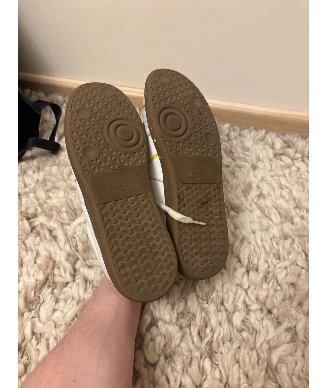 MAISON MARGIELA Белые кожаные низкие кроссовки / кеды, фото 5