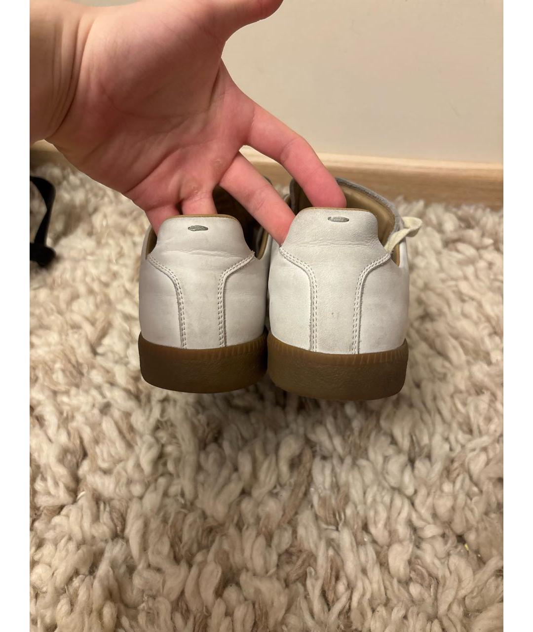 MAISON MARGIELA Белые кожаные низкие кроссовки / кеды, фото 4