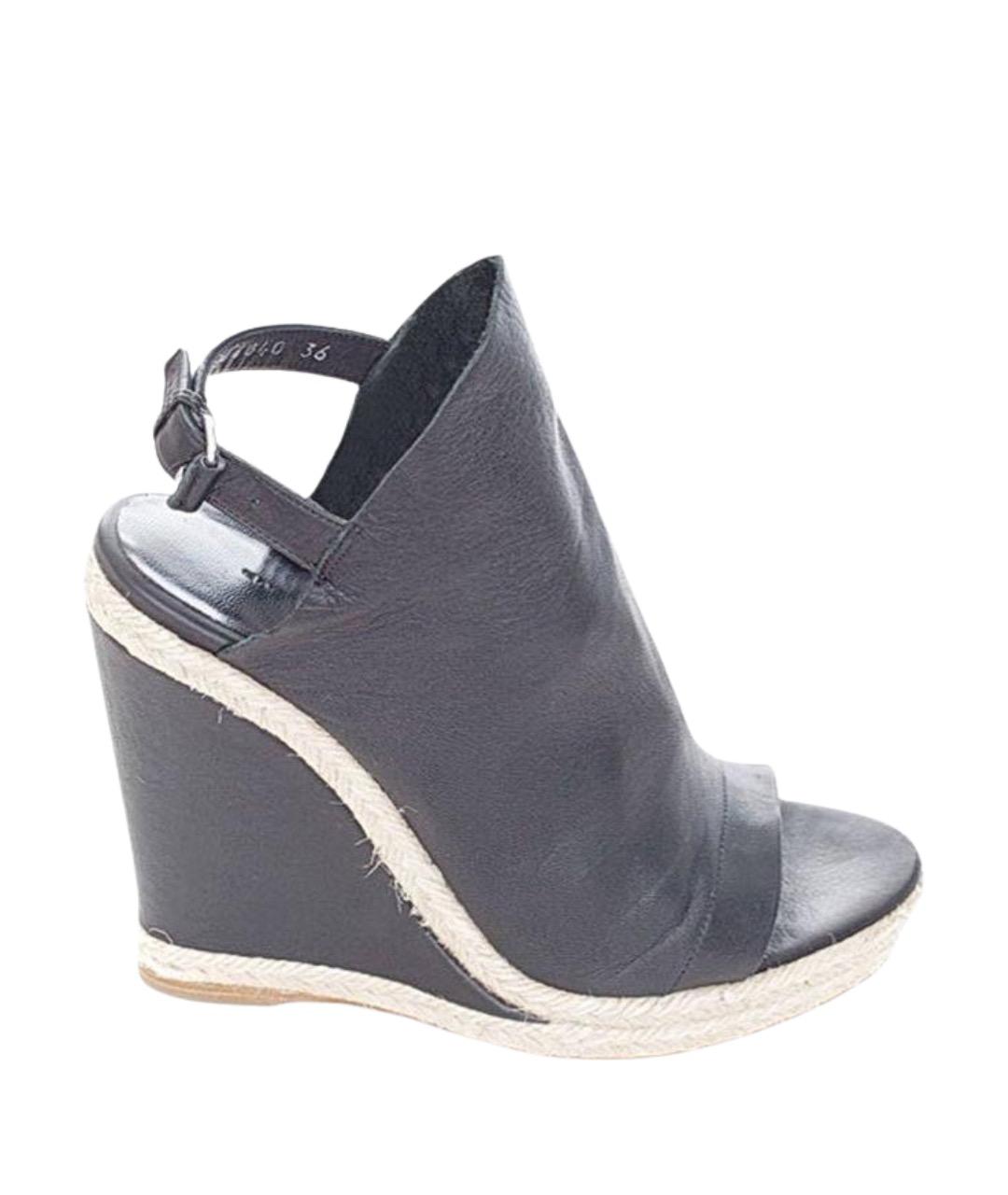 BALENCIAGA Черные кожаные босоножки, фото 1