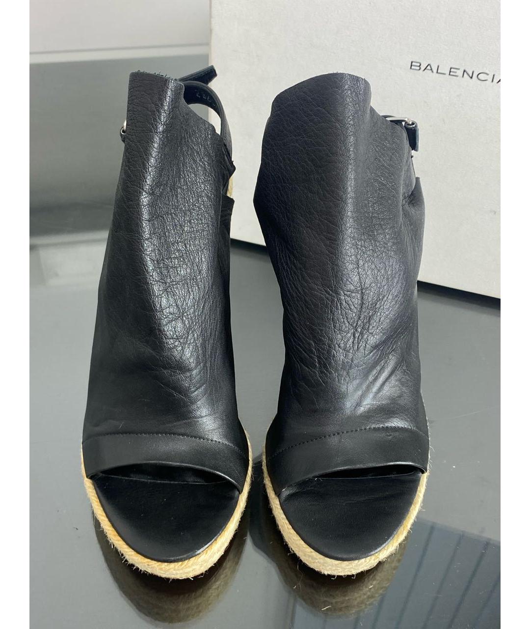 BALENCIAGA Черные кожаные босоножки, фото 8