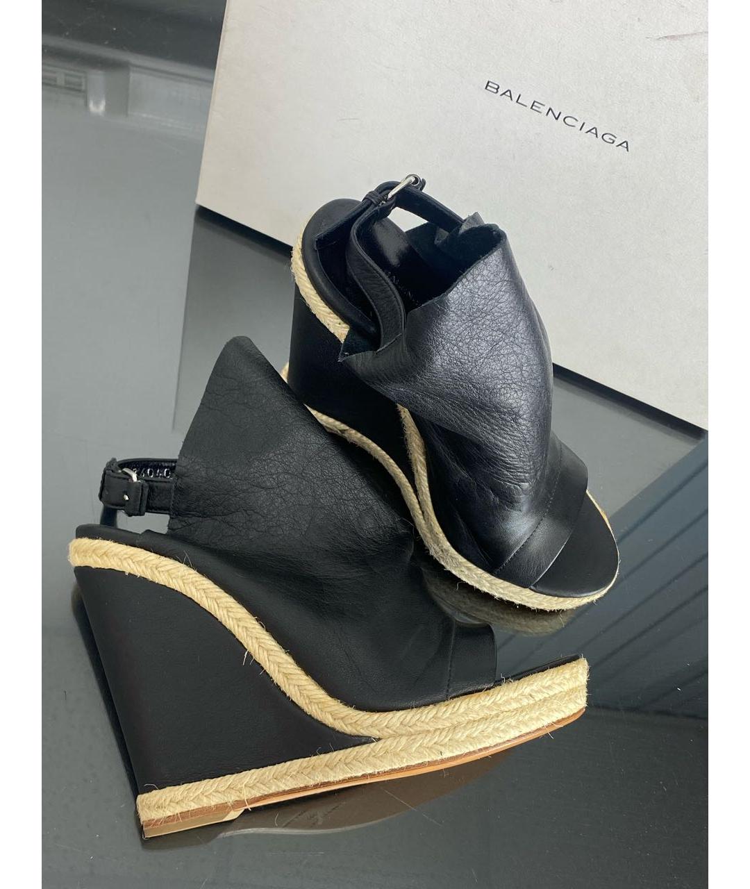 BALENCIAGA Черные кожаные босоножки, фото 7